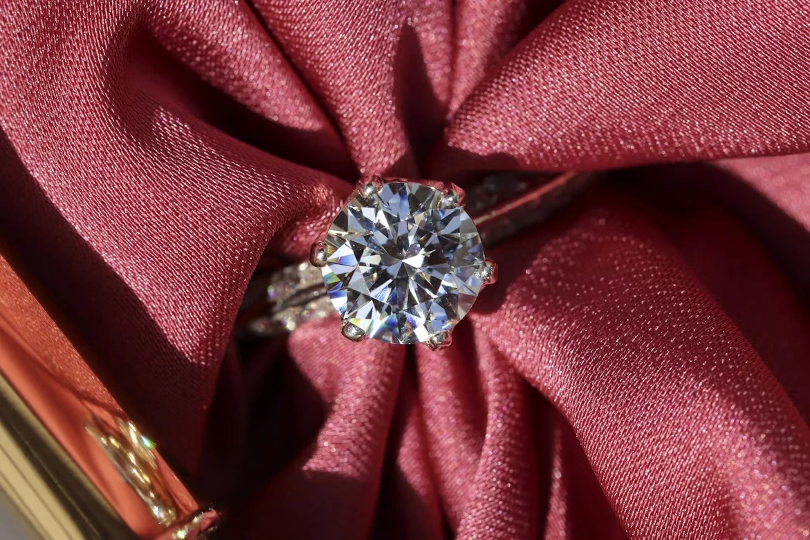 Diamond ring on fabric